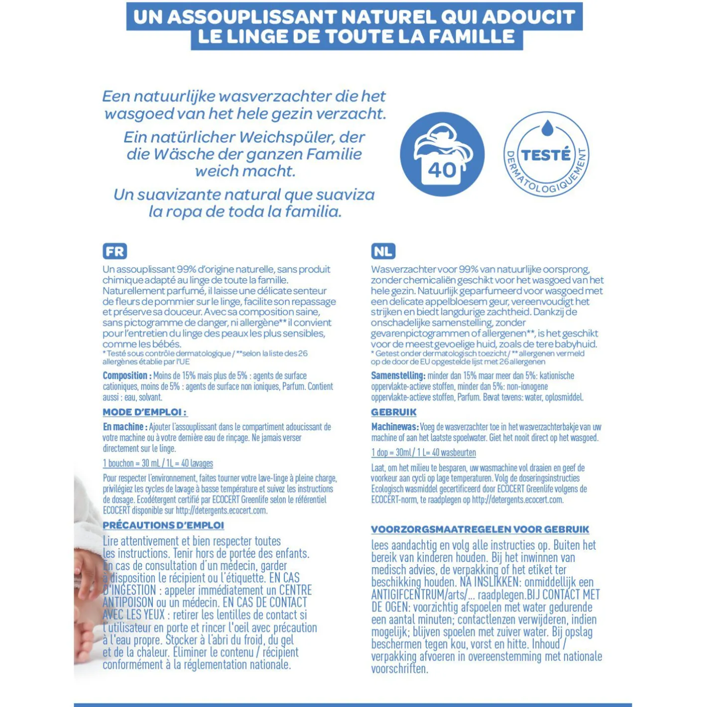 BÉABA Désinfectants Et Nettoyants*Assouplissant 1L fleurs de pommier Fleurdepommie