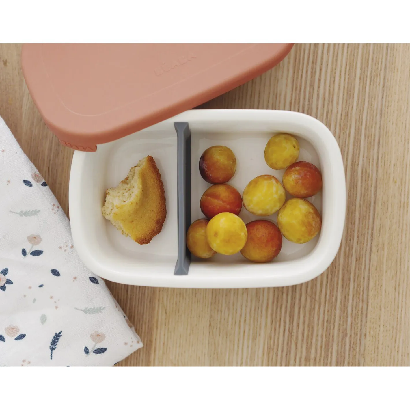 BÉABA Goûter Sain|Couverts Vaisselle Et Bavoirs*Boîte repas céramique Gris minéral/Terracotta Mineral/sgreen