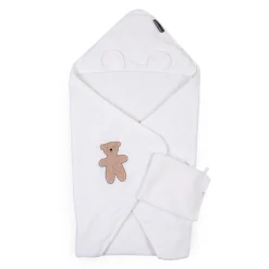 BÉABA Capes De Bain*Cape De Bain + Gant - 80x80 Cm - Muslin / Terry Teddy Beige