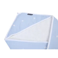 BÉABA Capes De Bain*Cape De Bain + Gant - 80x80 Cm - Mousseline Fleur - Bleue Beige