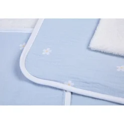 BÉABA Capes De Bain*Cape De Bain + Gant - 80x80 Cm - Mousseline Fleur - Bleue Beige