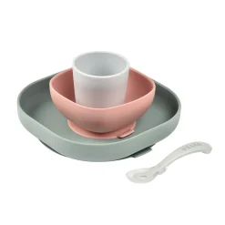 BÉABA Couverts Vaisselle Et Bavoirs*Coffret repas silicone Eucalyptus Blue