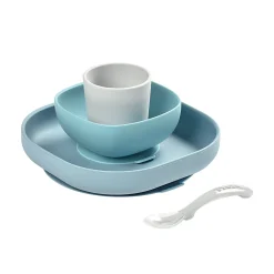 BÉABA Couverts Vaisselle Et Bavoirs*Coffret repas silicone Jungle Blue