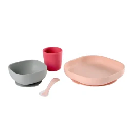 BÉABA Couverts Vaisselle Et Bavoirs*Coffret repas silicone Rose Blue