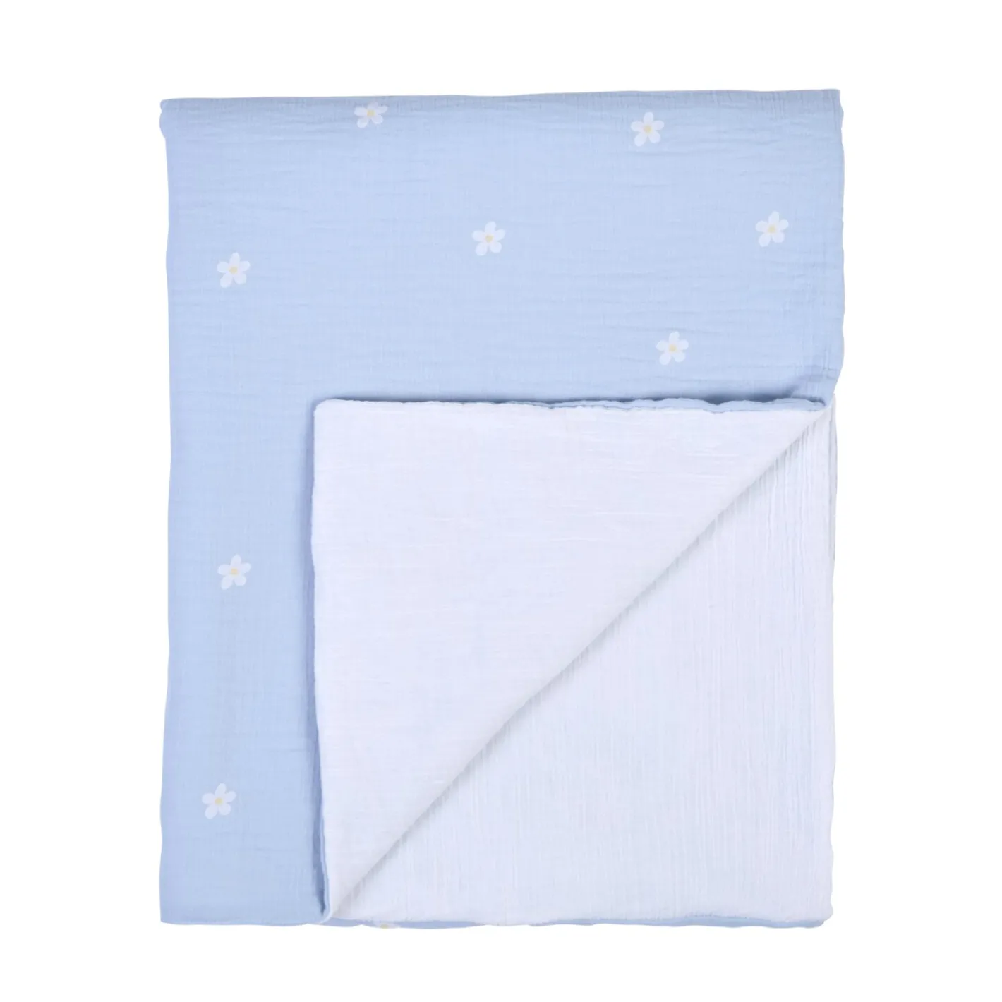 BÉABA Accessoires De Lit*Couverture De Bébé - 80x100 Cm - Mousseline Fleur - Bleue Beige