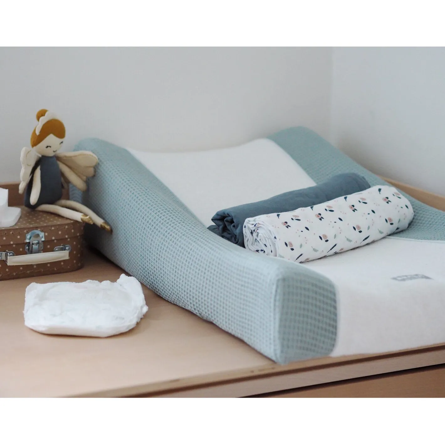 BÉABA Matelas À Langer|Baignoires Et Accessoires*Housse Sofalange® Bleu vert White