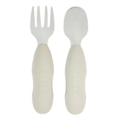 BÉABA Couverts Vaisselle Et Bavoirs*Lot 2 pré-couverts d'apprentissage Inox Gris velours Sagegreen