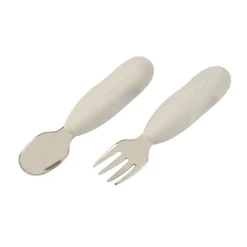 BÉABA Couverts Vaisselle Et Bavoirs*Lot 2 pré-couverts d'apprentissage Inox Gris velours Sagegreen