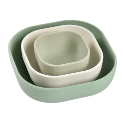 BÉABA Goûter Sain|Couverts Vaisselle Et Bavoirs*Lot de 3 bols silicone gigogne Vert sauge Nightblue