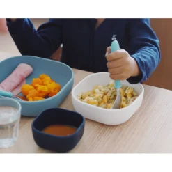 BÉABA Goûter Sain|Couverts Vaisselle Et Bavoirs*Lot de 3 bols silicone gigogne Night blue Nightblue