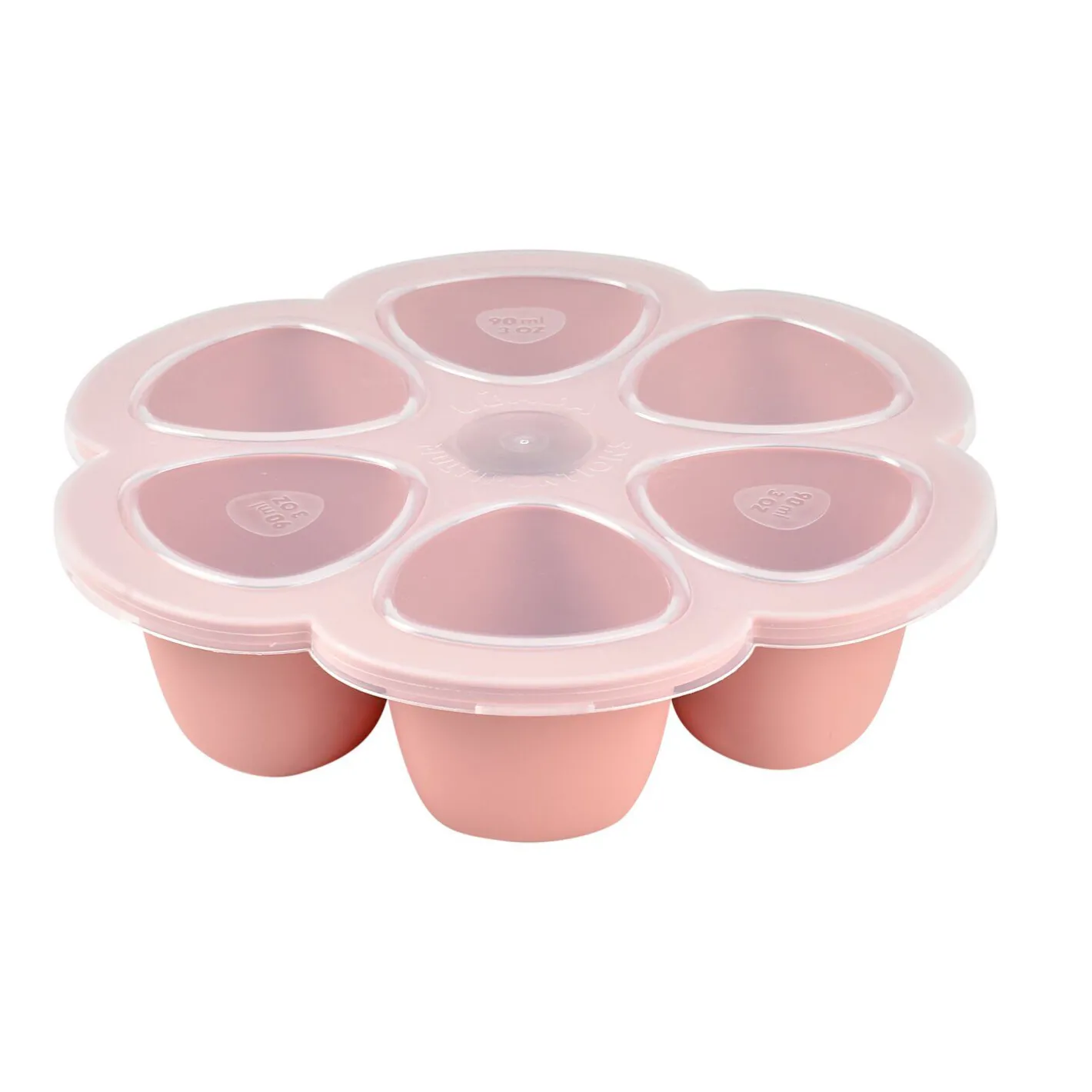 BÉABA Goûter Sain|Couverts Vaisselle Et Bavoirs*Moule multiportions silicone 6X90ml Vieux Rose Blue