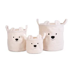 BÉABA Paniers De Rangement*Paniers Teddy Set De 3 - Ecru Beige