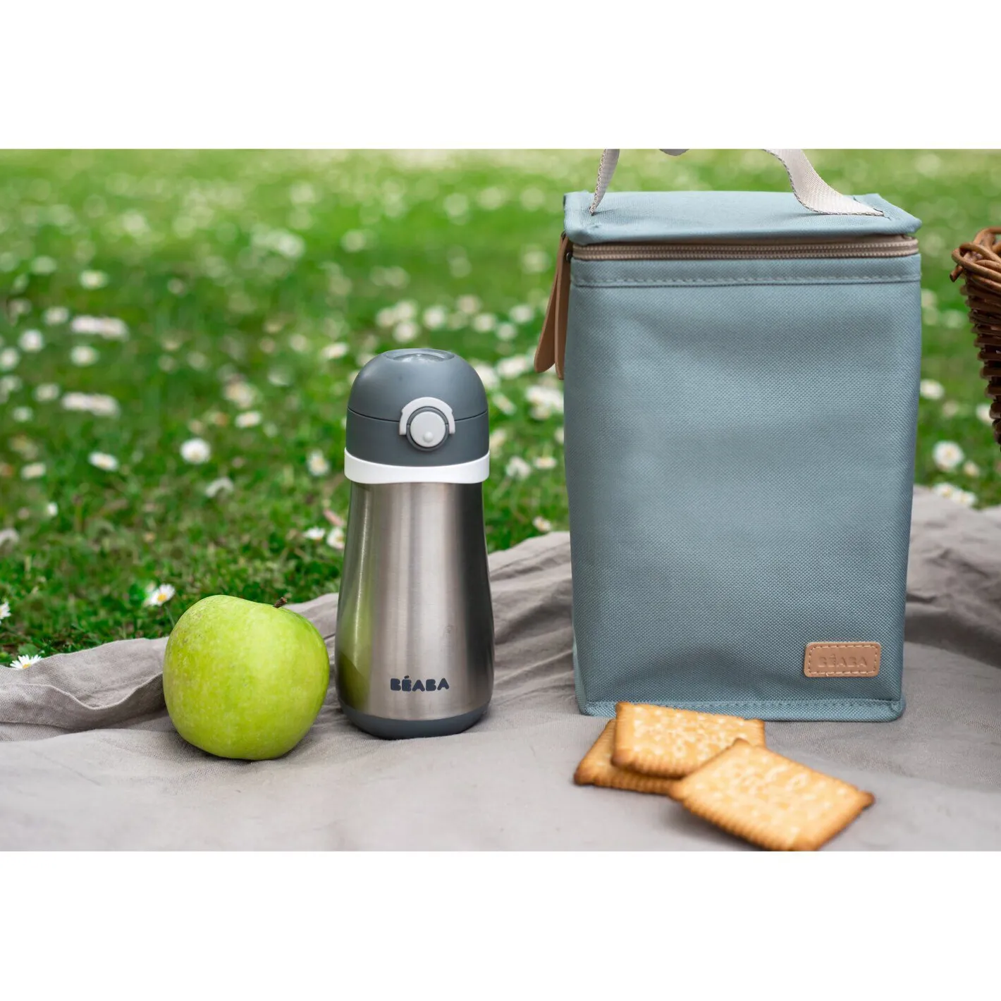 BÉABA Sacs Isotherme Bébé|Goûter Sain*Pochette repas isotherme Vert givré Black/pinkgold