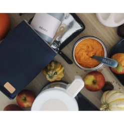 BÉABA Sacs Isotherme Bébé|Goûter Sain*Pochette repas isotherme Bleu foncé Black/pinkgold