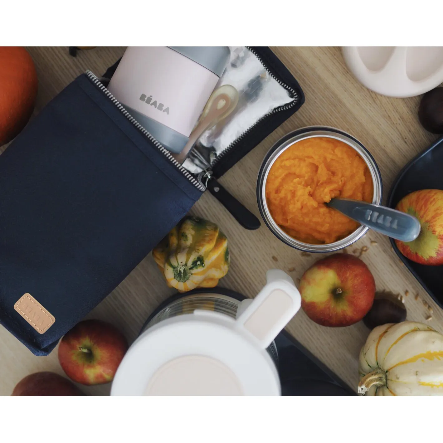 BÉABA Sacs Isotherme Bébé|Goûter Sain*Pochette repas isotherme Bleu foncé Black/pinkgold