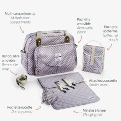 BÉABA Sacs À Langer*Sac à langer Genève Play print Gris/Corail Ardoise