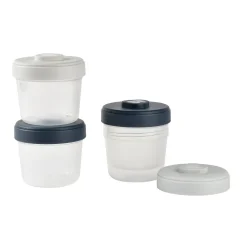BÉABA Pots De Conservation|Pots De Conservation*Set intégral de 4 portions clip 150 ml Gris/Night blue Storm/eucalyptu