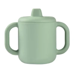 BÉABA Goûter Sain|Couverts Vaisselle Et Bavoirs*Tasse d'apprentissage silicone Vert sauge Blue