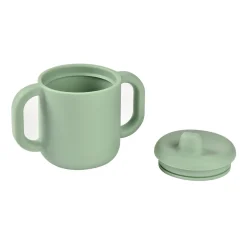 BÉABA Goûter Sain|Couverts Vaisselle Et Bavoirs*Tasse d'apprentissage silicone Vert sauge Blue